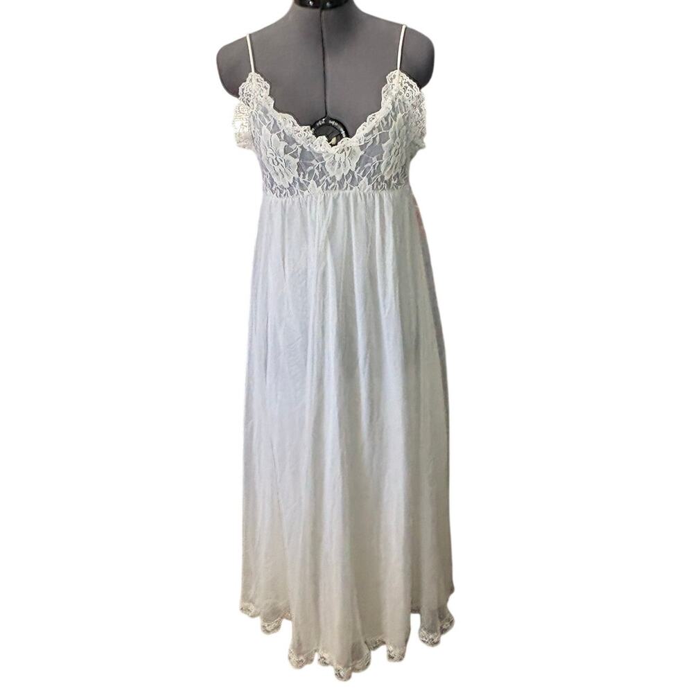 Vintage Tosca Lingerie Nightgown Lace Empire Waist Sheer Overlay Sz Medium